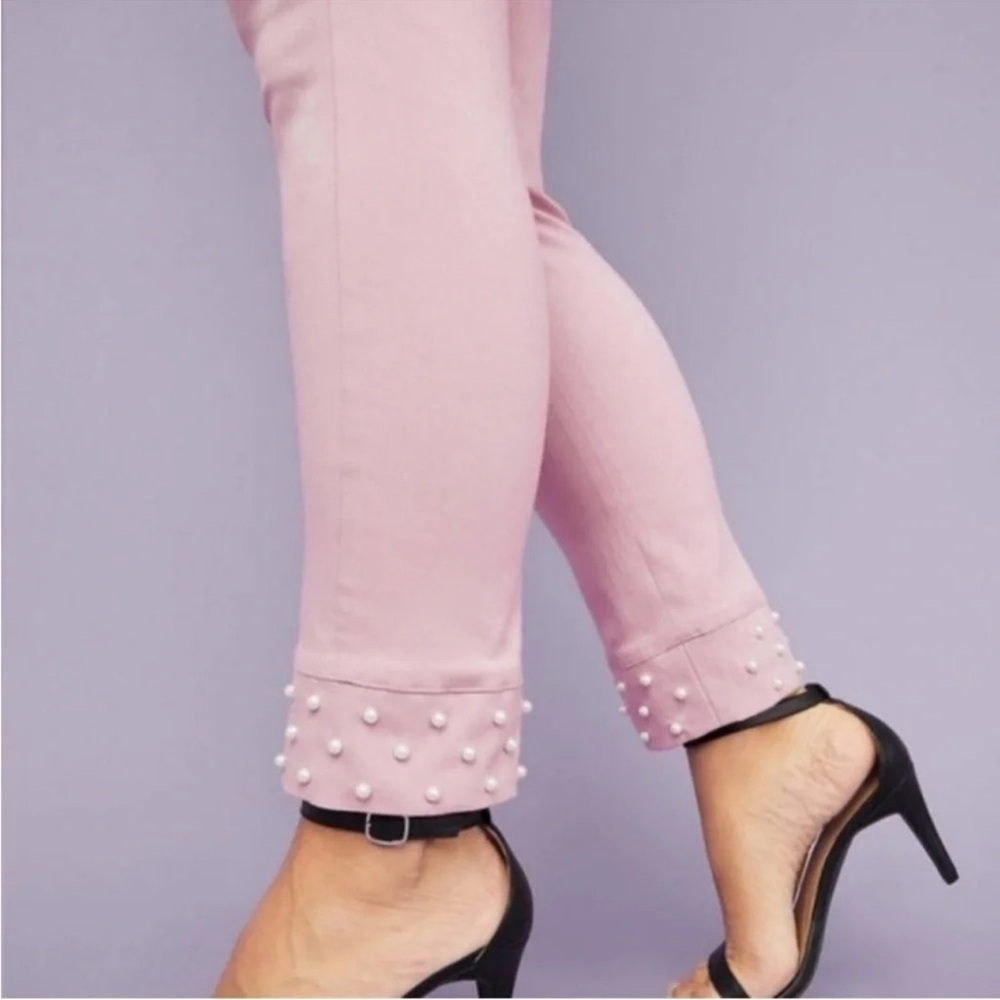 Lane Bryant Pink Cropped Pants with Ruched Ankle